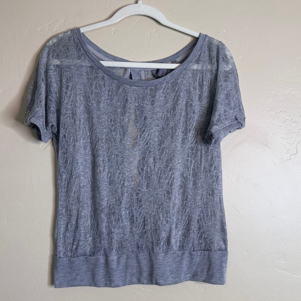 Anthropologie Venessa Virginia Grey Sheer Knit Top XS